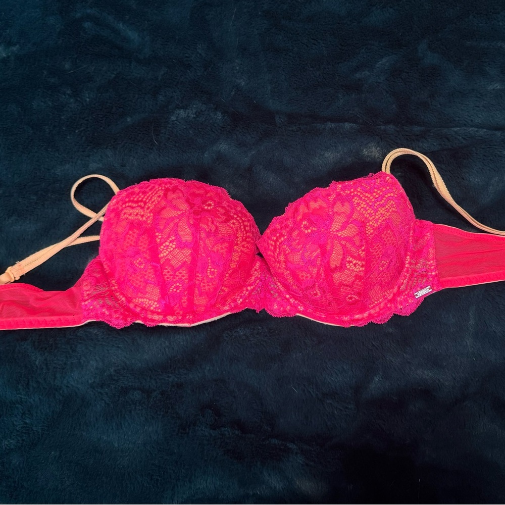 *PINK* Pink/Orange Lacey Bra / 34C